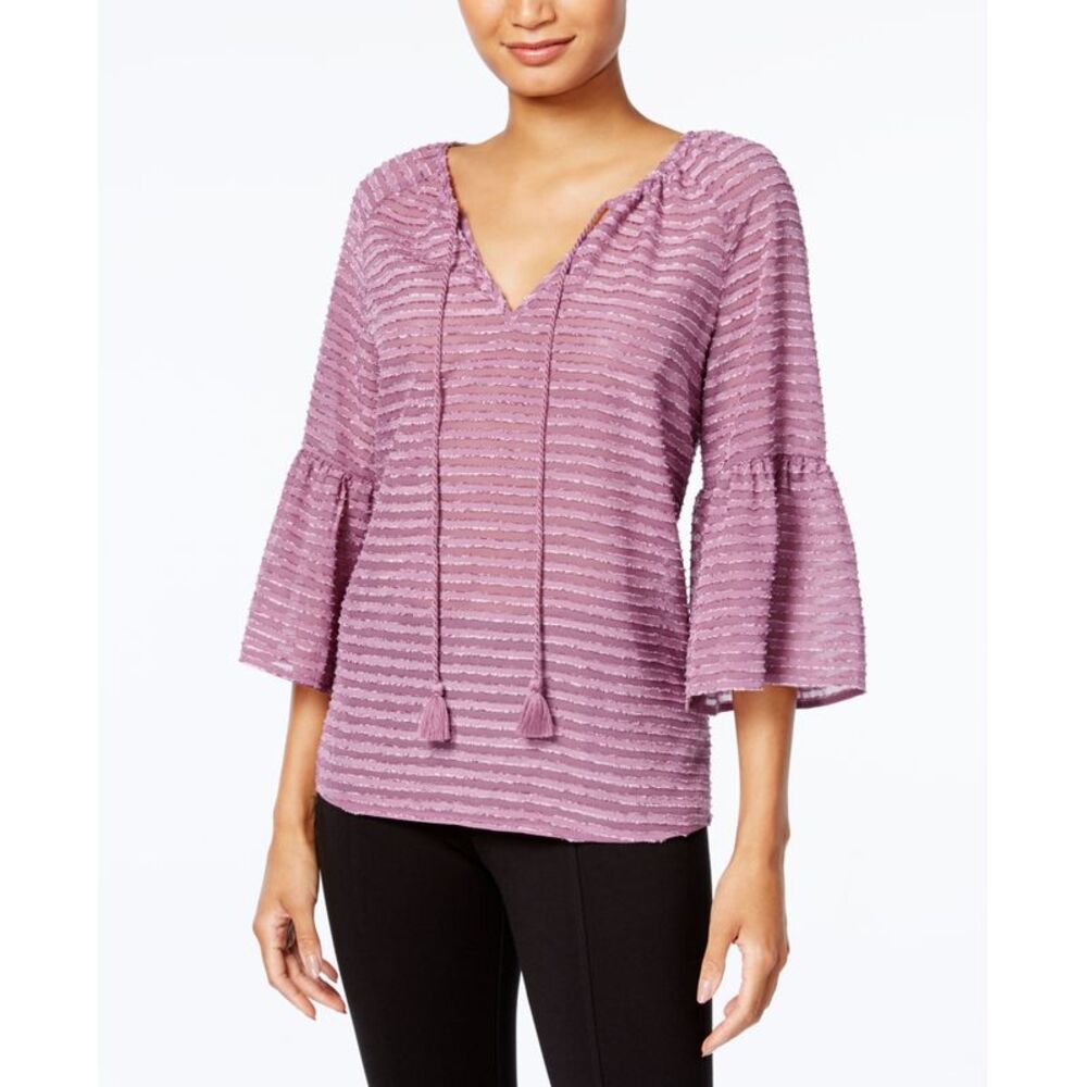 Kensie Striped Ruffled Sleeve Top